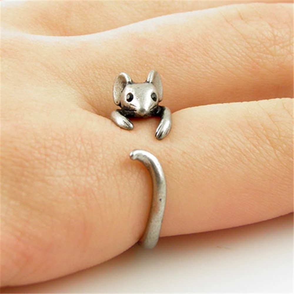 Cute Mouse Finger Ring Adjustable Handmade Vintage